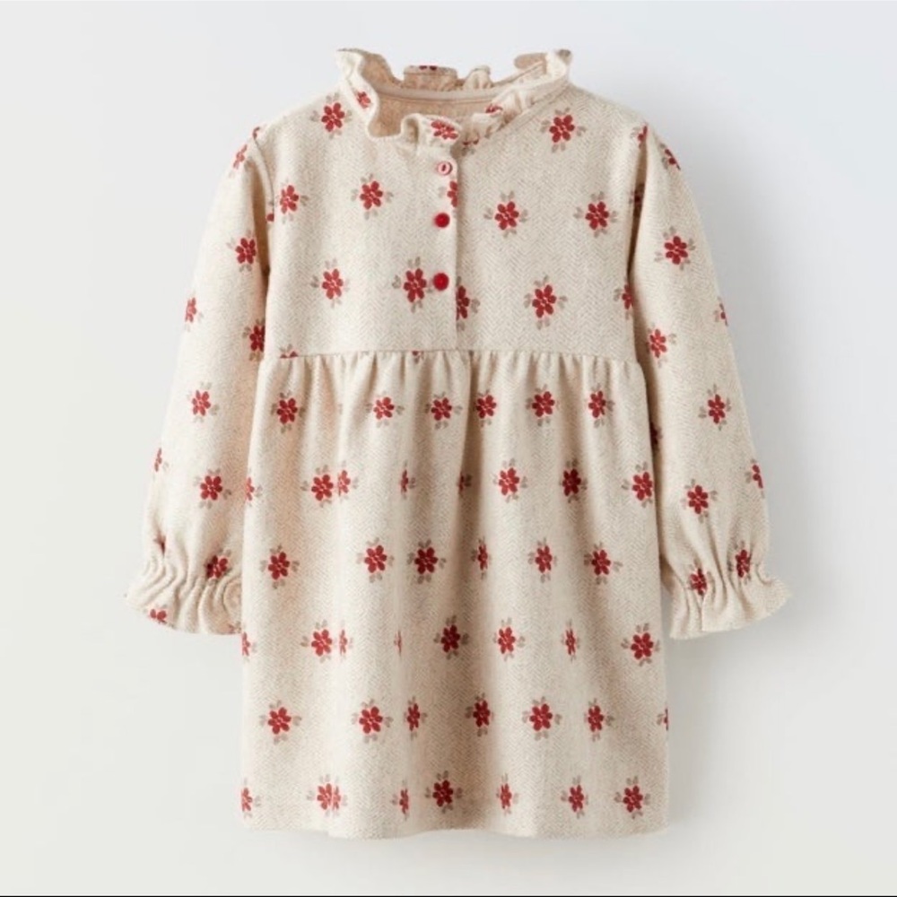 Zara floral herringbone girls Dress